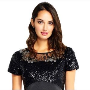 Aidan Mattox Sequin and Charmeuse Cocktail Dress